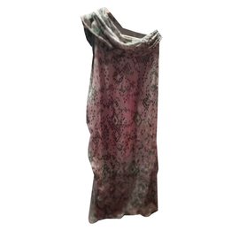 Autre Marque Vestido de seda gris con bufanda Gris