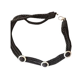 Autre Marque Schwarzer Gürtel und Strasssteine Schwarz Silber