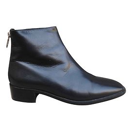 Gucci Black Leather Ankle Boots 39 Black