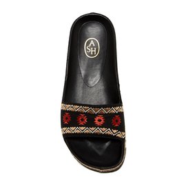 Ash Embroidered Leather Mules Black Black