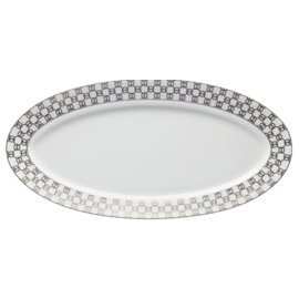 Hermès Hermes Fil D’argent Platter 23” Blanc Beige Gris