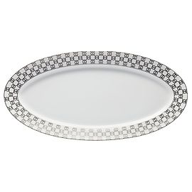 Hermès Hermes Fil D'argent Platter 23” Weiß Beige Grau