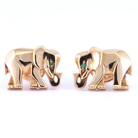 Cartier-cartier 18K Yellow Gold Emerald Elephant Stud Earrings-Yellow