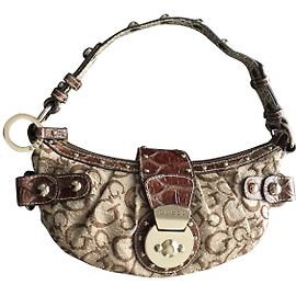 Bolsa de noite / Embreagem Guess em tecido e couro Marrom Bege