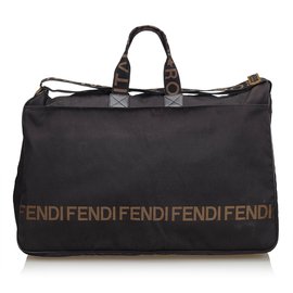 Fendi-Nylon Travel Bag-Brown,Black,Light brown