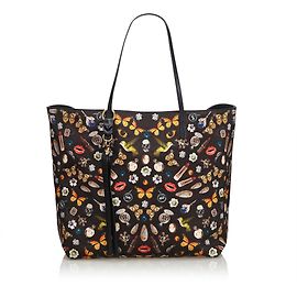 Alexander Mcqueen Satin Obsession-Einkaufstasche Schwarz Mehrfarben