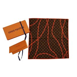 Louis Vuitton Pañuelo Bandana Solar Ray Monogram Naranja Marrón Naranja Marrón oscuro
