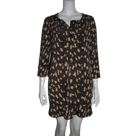 Diane Von Furstenberg-Vestido jersey de seda de Gaby-Castaño,Negro,Estampado de leopardo