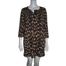 Diane Von Furstenberg Vestido de jersey de seda Gaby Marrom Preto Estampa de leopardo