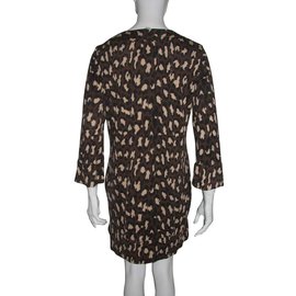 Diane Von Furstenberg-Vestido de jersey de seda Gaby-Marrom,Preto,Estampa de leopardo