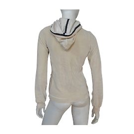 Céline Off-White Marfim Com Capuz Veludo Com Capuz Moletom Com Capuz Tamanho S PEQUENO Bege