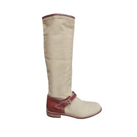 Studio Pollini-Studio Pollini canvas and leather boots in mint condition-Beige
