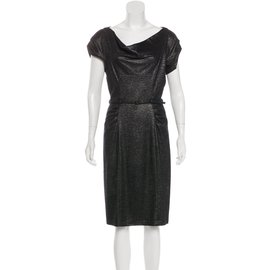 Diane Von Furstenberg-Ellen Marie Metallic Dress-Black,Silvery