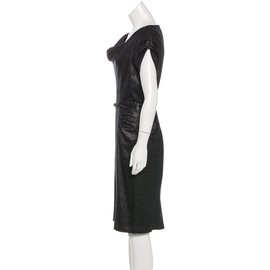 Diane Von Furstenberg-Vestido metalizado de Ellen Marie-Negro,Plata
