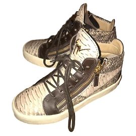 Giuseppe zanotti kriss python en relieve Beige Marrón oscuro