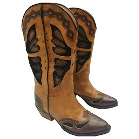 Autre Marque Leather Riding Boots Brown Mustard Brown Mustard Dark brown