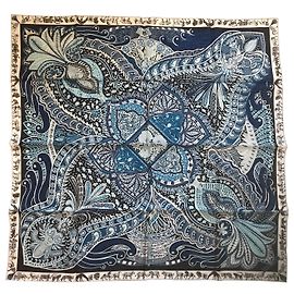 Hermès Hermes Square 90 Il giardino di Maharani Blu