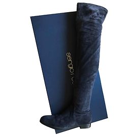 Sergio Rossi Wildleder Stiefel Anthrazitgrau Anthrazitgrau