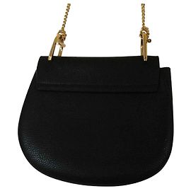 Sac Bandoulière Chloé Drew En Cuir Noir Avec Chaîne Dorée - Occasion De Luxe