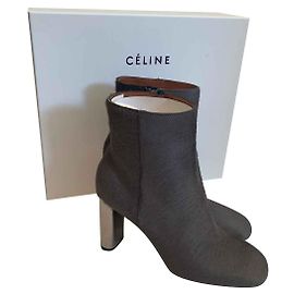 Céline Pony Hair Ankle Boots Grey Grey