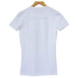 Céline-Céline Branco T-Shirt Tee Tamanho S PEQUENO-Branco