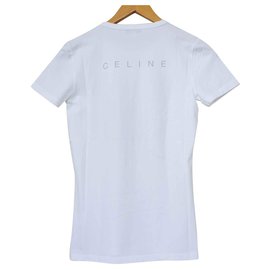 Céline-Céline White T-Shirt Tee Taille S SMALL-Blanc