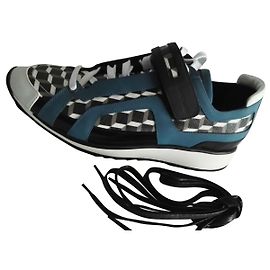 Pierre Hardy New Sneakers blue green Size 42 Velcro scratch cube pattern leather Other