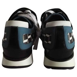 Pierre Hardy-Neuve Sneakers bleu vert Pointure 42 Cuir motif cube scratch velcro-Autre