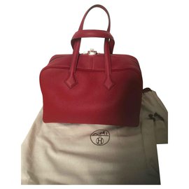 Hermès-Hermes Bag Victoria Red Garnet New-Red