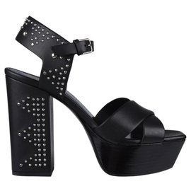 Saint Laurent-Wedge sandals-Black