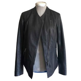 Autre Marque-Repetición de chaqueta de piel de cordero negro T.S-Negro
