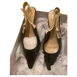 Christian Dior Black Leather Heels Black