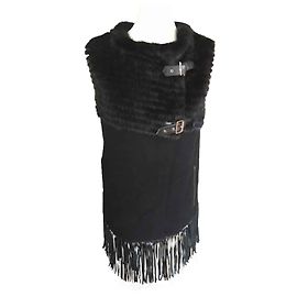 Pellessimo Black Wool and Mink Sleeveless Jacket Black