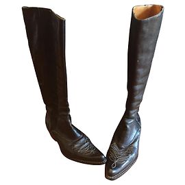 Free Lance Santiag Lederstiefel schwarz Schwarz