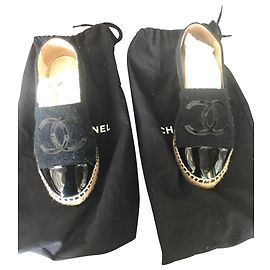 Chanel Espadrilles Black Cloth Size 37 Black