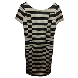 Robe fourreau Diane Von Furstenberg Kathleen rayée noir gris Noir Gris