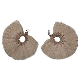 Autre Marque Boucles d'oreilles en tissu raffia beige Beige