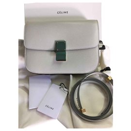 Céline-celine classic box bag novo meio nunca usado conjunto completo-Cinza