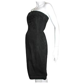 Philosophy Di Alberta Ferretti Strapless embroidered denim dress Black