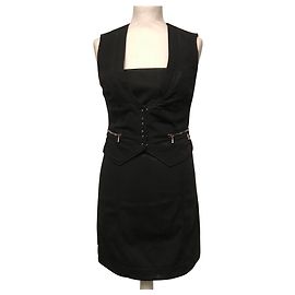 Vestido Bustier y Chaleco Pierre Balmain Negro Algodón Negro