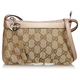 Gucci-GG Jacquard Crossbody Bag-Brown,Pink,Beige