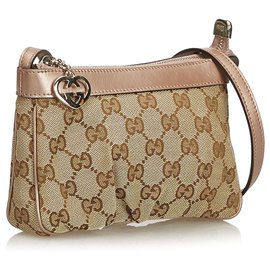 Gucci-GG Jacquard Crossbody Bag-Marrom,Rosa,Bege