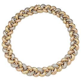 Collana di Poiray,"Intrecciato", tre ori e diamanti. Altro