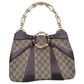 Autre Marque Bolsa Gucci Bamboo Metal Cinza de Tecido Cinza