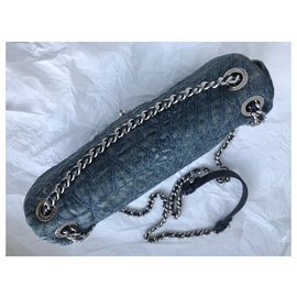 Chanel-Crossbody denim flap bag-Blue