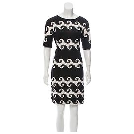 Diane Von Furstenberg Vestido de seda DvF Cyrani Preto Branco