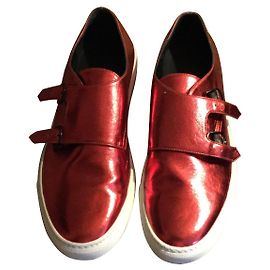 Baskets en cuir rouges Cédric Charlier Rouge