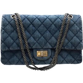 Chanel com caixa jumbo 2.55 Reedição 227 Azul