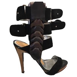 Autre Marque Sandales en daim noir Noir