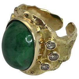 Roland Schad ring, giallo oro, diamanti di giada e brown. Altro